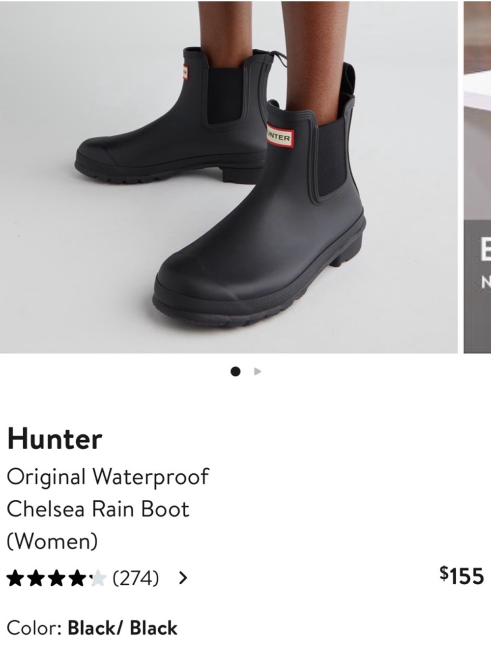 Hunter Black Chelsea Short Rain Boots - Picture 7 of 7
